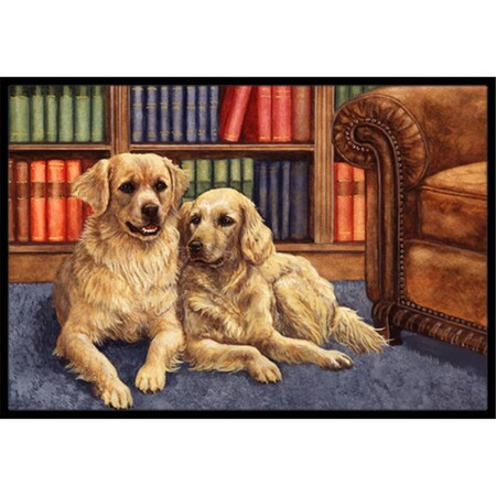 Carolines Treasures Golden Retrievers in the Library Indoor or Outdoor Mat- 18 x 27 BDBA0289MAT